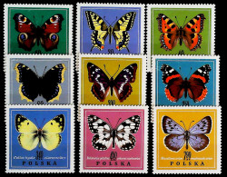 1967-Polonia (MNH=**) Serie 9 Valori Farfalle - Sonstige & Ohne Zuordnung