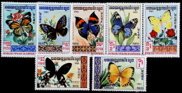 1983-Cambogia (MNH=**) Serie 7 Valori Farfalle - Cambodge