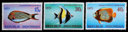 1971-Indonesia (MNH=**) Serie 3 Valori Pesci - Indonesia