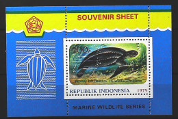 1979-Indonesia (MNH=**) Foglietto 1 Valore Tartaruga Marina - Indonesia