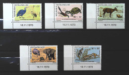 1971-Centroafricana Rep.(MNH=**) Serie 5 Valori Scimmia Uccelli Antilopi Elefant - Centrafricaine (République)