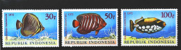 1972-Indonesia (MNH=**) Serie 3 Valori Pesci - Indonesië