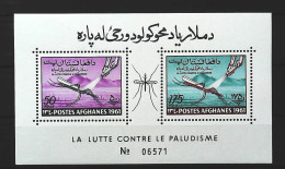 1961-Afghanistan (MNH=**) Foglietto 2 Valori Lotta Alla Malaria Zanzare - Afghanistan