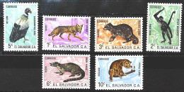 1963-El Salvador (MNH=**) Serie 6 Valori Avvoltoio Volpe Scimmia - Salvador