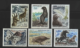 1970-Monaco (MNH=**) Serie 6 Valori Capriolo Lontra Uccelli Farfalla Foca Cavall - Andere & Zonder Classificatie