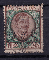 1901 Circa PERFIN R.A.S. (Riunione Adriatica Sicurta') Su Floreale Lire 1 Usato - Usati