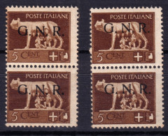 1943 (MNH=**) R.S.I. Imperiale Sopr.G.N.R. Tiratura Brescia Due Coppie Verticali - Neufs