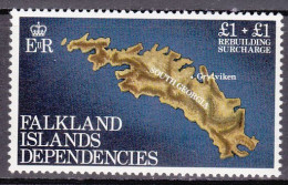 1982-Falkland (MNH=**) Dip. Georgia Del Sud L. 1+L. 1 "Fondo Per La Ricostruzion - Géorgie Du Sud