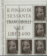 1966-Italia (MNH=**) Blocco Angolare Di Cinque L.40 Benedetto Croce Un Valore At - 1946-60: Nuevos