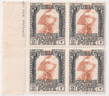 1924-Libia (MNH=**) Quartina 2c. Pittorica (45 X 4) - Libyen