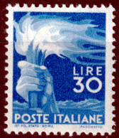 1945 Democratica Lire 30 Nuovo Traccia Linguella Buona Centratura - 1946-60: Mint/hinged