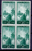 1945 (MNH=**) Democratica Blocco Quattro Lire 25 Nuovo Gomma Originale Ed Integr - 1946-60: Nieuw/plakker