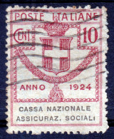 1924 PARASTATALI Cassa Nazionale Assicuraz. Sociali C.10 (Sassone 25) Usato - Oblitérés