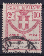 1924 PARASTATALI Federaz Italiana Biblioteche Pop C.10 (Sassone 34) Usato - Afgestempeld
