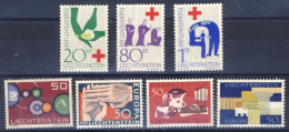 1961/3-Liechtenstein (MNH=**) 5 Serie 7 Valori Europa,croce Rossa,campagna Contr - Ongebruikt