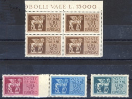 1960circa-Italia (MNH=**) 7 Valori Espressi Cavallo Alato Filigrana Stelle - 1946-60: Nuovi