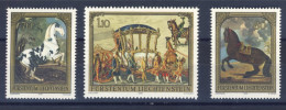 1978-Liechtenstein (MNH=**) Serie 3 Valori Cavalli E Carrozze D'oro - Ungebraucht