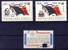 1974/76-Haiti (MNH=**) 2 Serie 3 Valori UPU,bicentenario USA - Haití