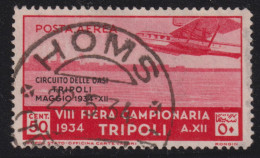 1934-Tripolitania (O=used) Posta Aerea 50c. Circuito Delle Oasi Con Annullo Di F - Tripolitaine