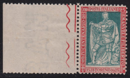 1928-Italia (MNH=**) 25c. Emanuele Filiberto Con Bordo Di Foglio Completo - Nuovi