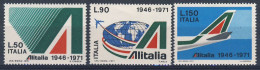 Italy Italie Italia 1971 Mi 1343 /5 YT 1080 /2 SG 1291 /3 ** 25th Ann. Alitalia State Airlines - Emblem, Globe, Boeing - Autres (Air)