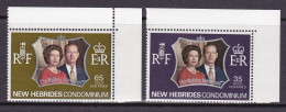 1972-Nuove Ebridi (MNH=**) S.2v."25 Anniversario Nozze D'argento Elisabetta II" - Oblitérés
