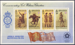 1976-Isola Di Man (MNH=**) Foglietto 4 Valori Anniversario Rivoluzione Americana - Isle Of Man