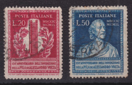 1949-Italia (O=used) S.2 Valori 150^ Anniversario Invenzione Pila Di Volta - 1946-60: Mint/hinged
