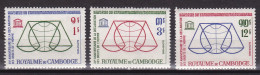 1963-Cambogia (MNH=**) S.3v."Unesco XV Anniversario Della Dichiarazione Dei Diri - Camboya