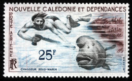 1955-Nuova Caledonia (MNH=**) P.A. 25fr. Subaqueo - Ongebruikt