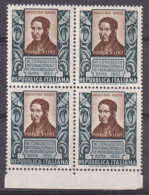 1953-Italia (MNH=**) Quartina L.25 Bassi - 1946-60: Mint/hinged