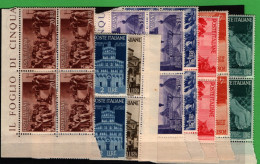 1948-Italia (MNH=**) Serie 8 Valori Avvento Della Repubblica In Quartina - 1946-60: Nieuw/plakker