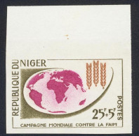 1963-Niger (MNH=**) Serie Un Valore Fr. 25+5 Non Dentellato "campagna Mondiale C - Níger (1960-...)