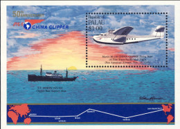 1985-Palau (MNH=**) Foglietto S.1v."cinquantenario Del Servizio Postale Aereo" - Palau