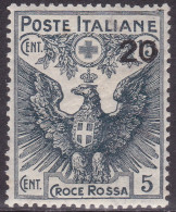 1915-Italia (MLH=*)20 Su 15c.+5c.grigio Pro Croce Rossa,impercettibile Traccia D - Mint/hinged
