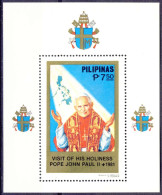 1981-Filippine (MNH=**) Foglietto S.1v."Visita Del Papa Giovanni Paolo II" - Filippijnen