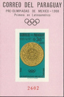 1966-Paraguay (MNH=**) Foglietto Non Dentellato Valore 36g."giochi Preolimpici D - Paraguay