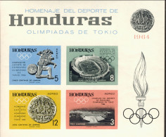 1964-Honduras (MNH=**) Foglietto Numerato Non Dentellato S.4v. " Olimpiadi Di To - Honduras