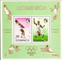 1972-Dominica (MNH=**) Foglietto S.2v." Olimpiadi Di Monaco" - Dominica (1978-...)
