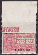 1926-Oltre Giuba (MNH=**) Espresso 70c. Soprastampato Con Intero Bordo Di Foglio - Oltre Giuba