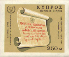 1968-Cipro (MNH=**) Foglietto S.1v."Anno Internazionale Dei Diritti Dell'uomo"ca - Other & Unclassified