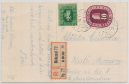 1948.03.21. Registered Letter BUDAPEST - ZLATÉ-MORAVCE 1,40Ft Forint-Filler - Misprint - Variedades Y Curiosidades