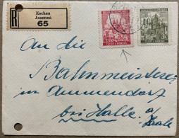 BOHEMIA & MORAVIA 1942, REGISTER COVER USED TO GERMANY,  ESCHEN JASENNA & UMMENDORF CITY CANCEL. - Brieven En Documenten