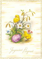 CPSM - JOYEUSES PAQUES - DEUX POUSSINS, BOUQUET (TRES JOLIE CARTE) - Pâques