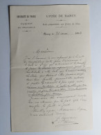 1896 LYCEE De NANCY UNIVERSITE DE FRANCE CABINET Du PROVISEUR Ecole Préparatoire Aux Ecoles De L'Etat (élève RAPENNE) - Diploma's En Schoolrapporten