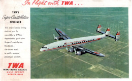 FRANCE /   BELLE CARTE AVEC UN SUPER CONSTELLATION DE LA COMPAGNIE TWA DE 1954 - Aerei