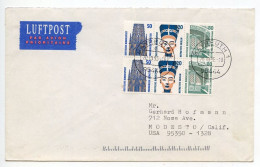 Germany 1995 Airmail Cover; Bayreuth To Modesto, California, United States; Partial Booklet Pane Of 6 Stamps - Briefe U. Dokumente