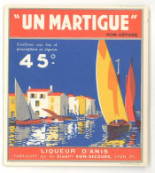 Lot 5 étiquettes " Un Martigue " Liqueur D'anis, Ets Bon-Secours, Lyon 7e - Alcohols & Spirits