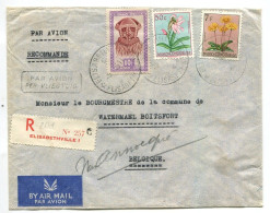 Congo C.O.B.292+307+318 Sur Lettre Recom Elisabethville1 (C) Type 2Ad/R/B Unilingue Dent 10 3/4 Watermael Boitsfort - Cartas & Documentos