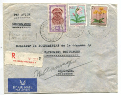 Congo C.O.B.292+307+318 Sur Lettre Recom Elisabethville1 (C) Type 2Ad/R/B Unilingue Dent 10 3/4 Watermael Boitsfort - Storia Postale